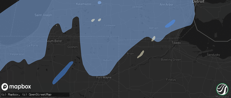 Hail map in Hamilton, IN on May 18, 2026