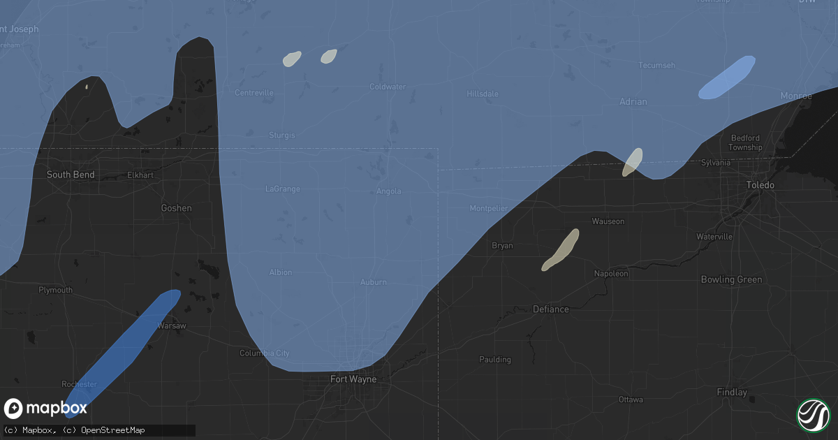 Hail map in Hamilton, IN on May 18, 2026