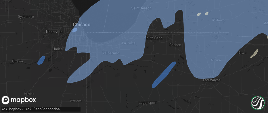 Hail map in Hamlet, IN on May 18, 2026