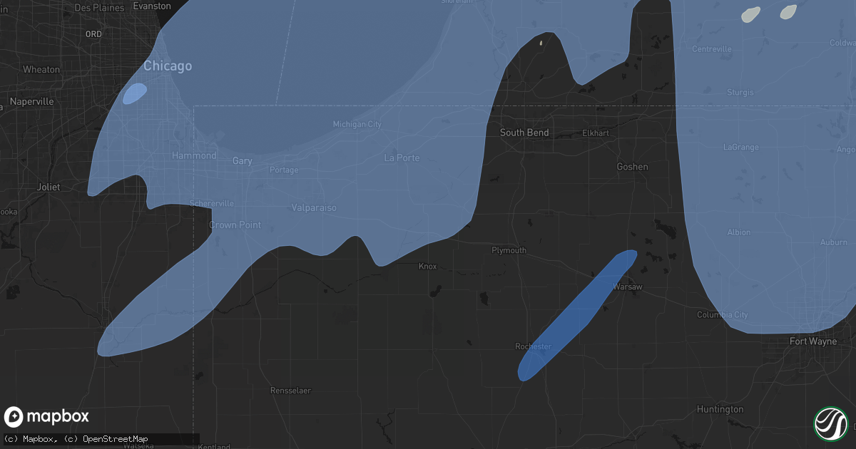 Hail map in Hamlet, IN on May 18, 2026