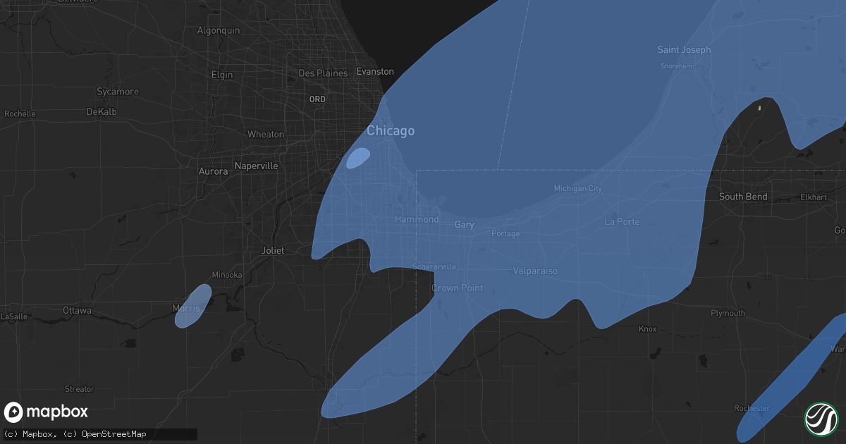 Hail map in Hammond, IN on May 18, 2026