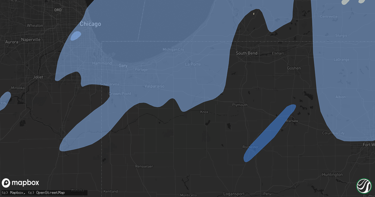 Hail map in Hanna, IN on May 18, 2026