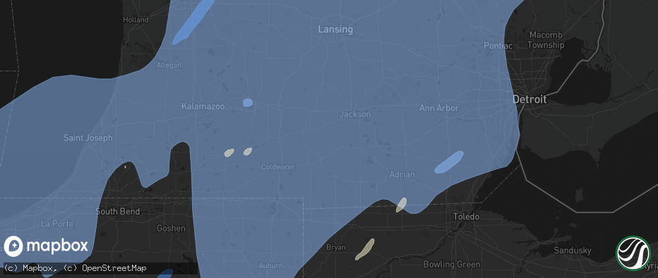 Hail map in Hanover, MI on May 18, 2026