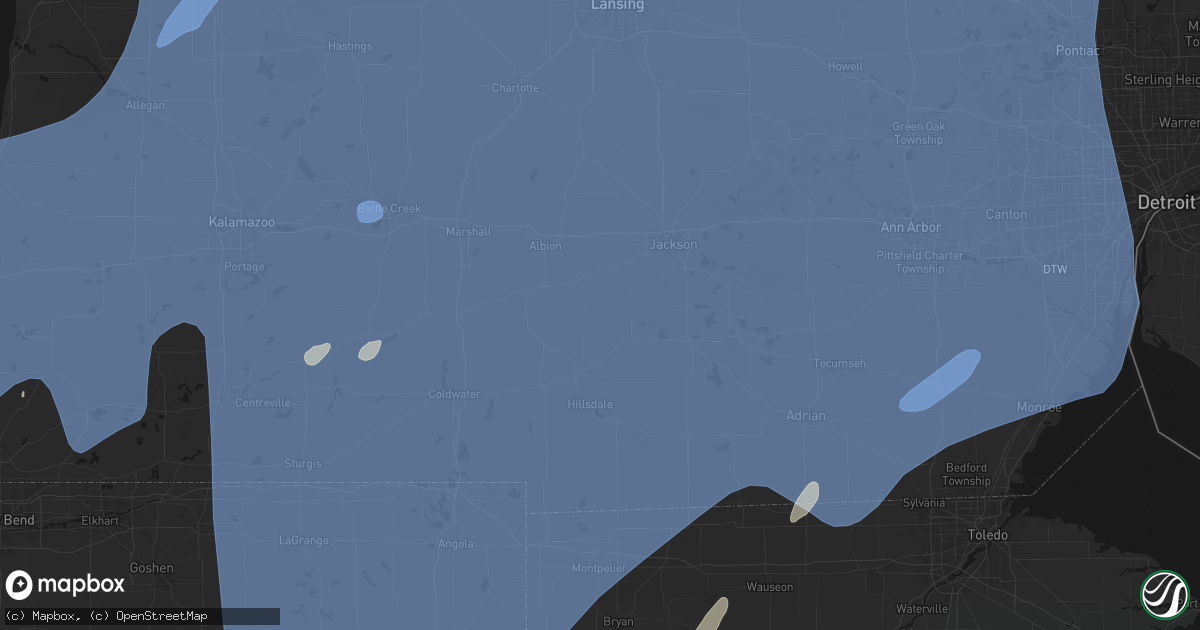 Hail map in Hanover, MI on May 18, 2026