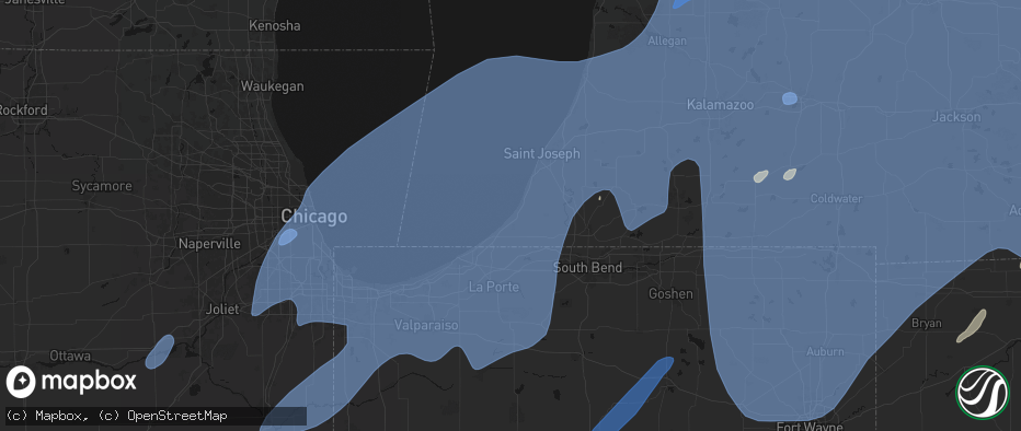 Hail map in Harbert, MI on May 18, 2026