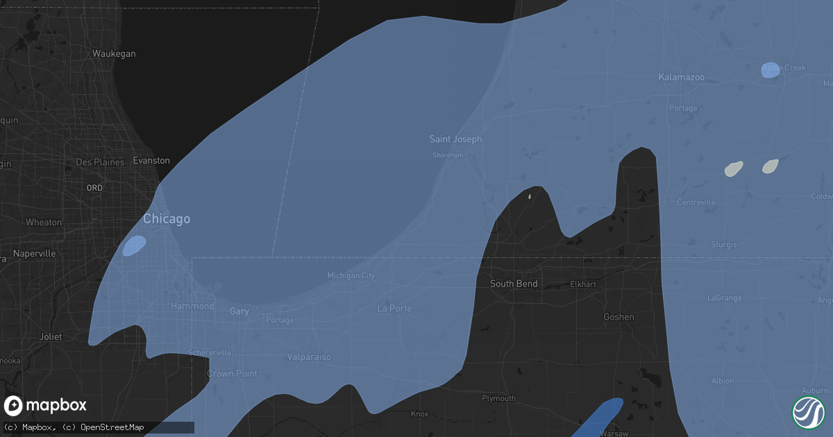 Hail map in Harbert, MI on May 18, 2026
