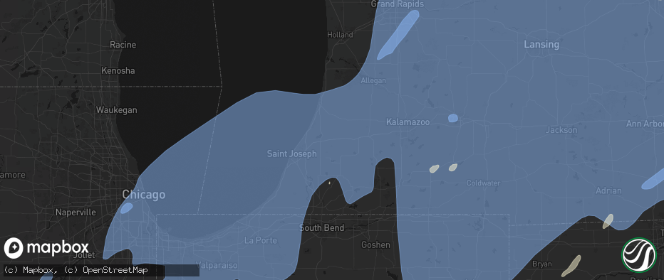 Hail map in Hartford, MI on May 18, 2026