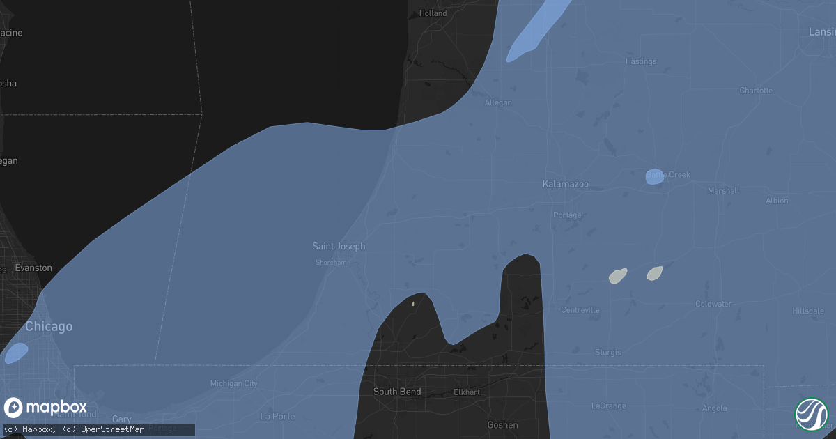 Hail map in Hartford, MI on May 18, 2026