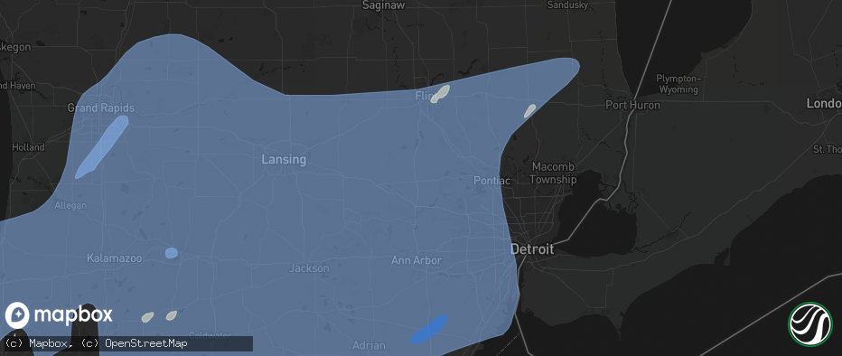 Hail map in Hartland, MI on May 18, 2026