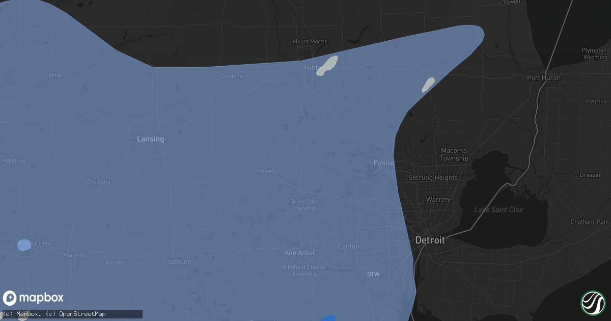 Hail map in Hartland, MI on May 18, 2026