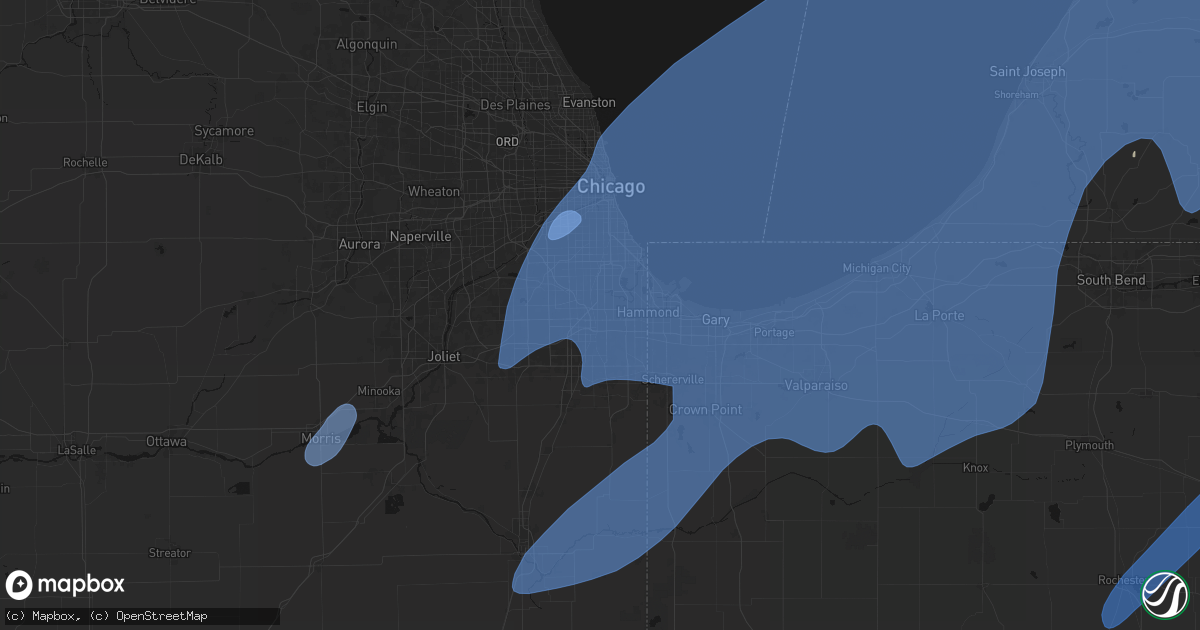 Hail map in Harvey, IL on May 18, 2026