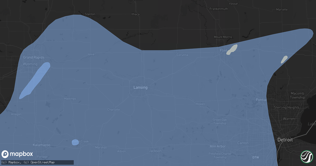 Hail map in Haslett, MI on May 18, 2026