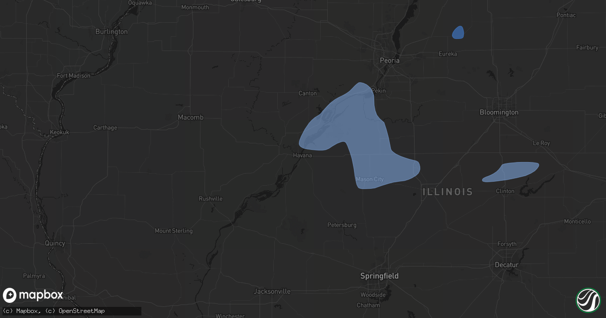 Hail map in Havana, IL on May 18, 2026