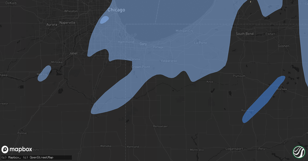 Hail map in Hebron, IN on May 18, 2026