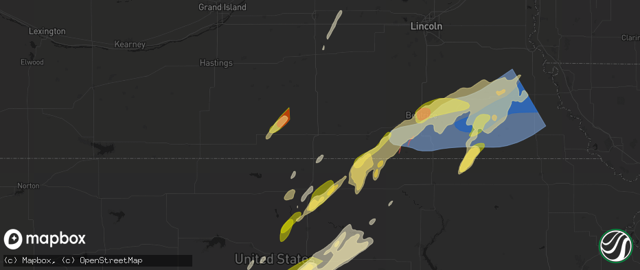 Hail map in Hebron, NE on May 18, 2026