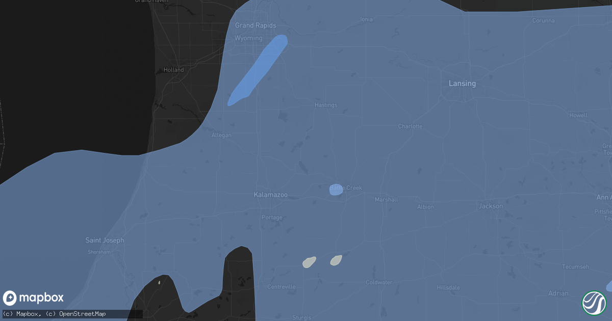 Hail map in Hickory Corners, MI on May 18, 2026