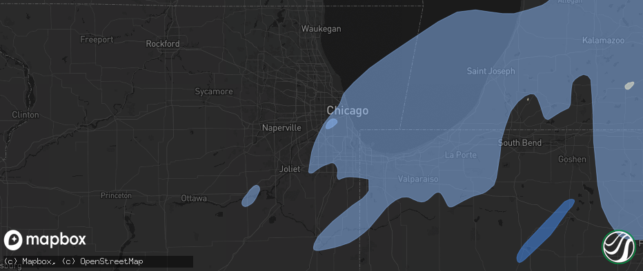 Hail map in Hickory Hills, IL on May 18, 2026