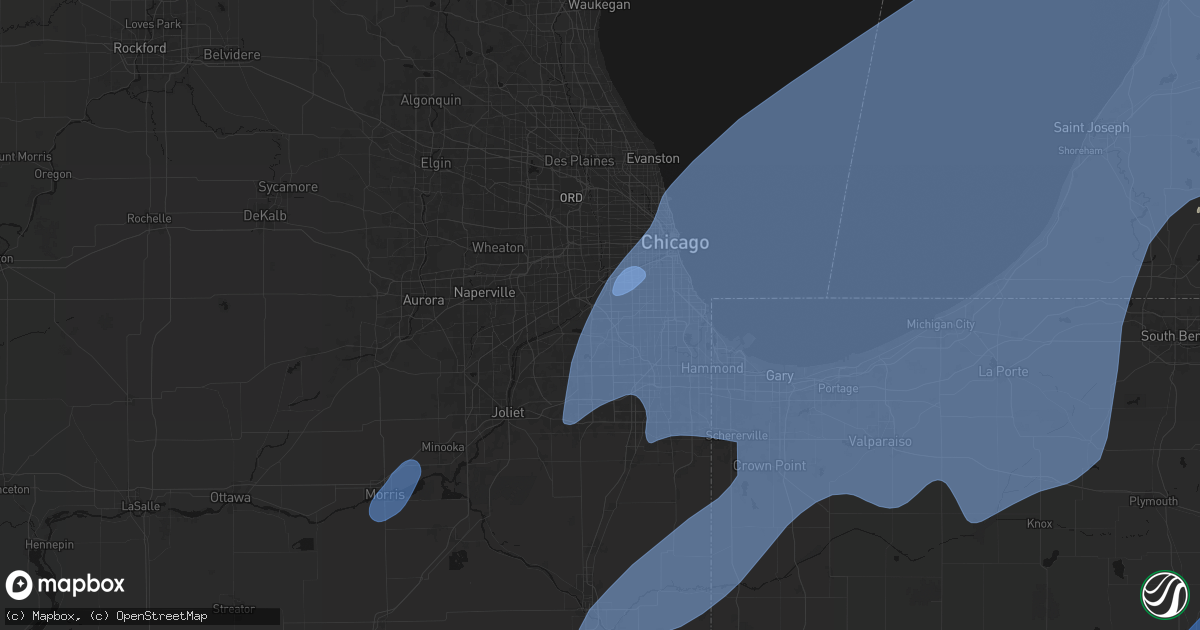 Hail map in Hickory Hills, IL on May 18, 2026