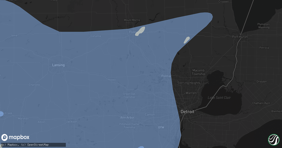 Hail map in Highland, MI on May 18, 2026