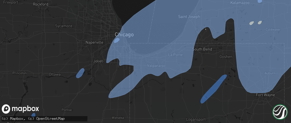 Hail map in Hobart, IN on May 18, 2026