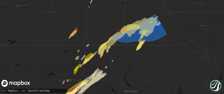 Hail map in Hollenberg, KS on May 18, 2026