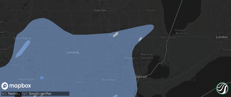 Hail map in Holly, MI on May 18, 2026