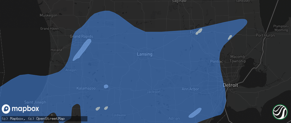 Hail map in Holt, MI on May 18, 2026