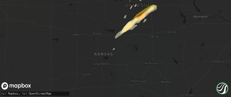 Hail map in Holyrood, KS on May 18, 2026
