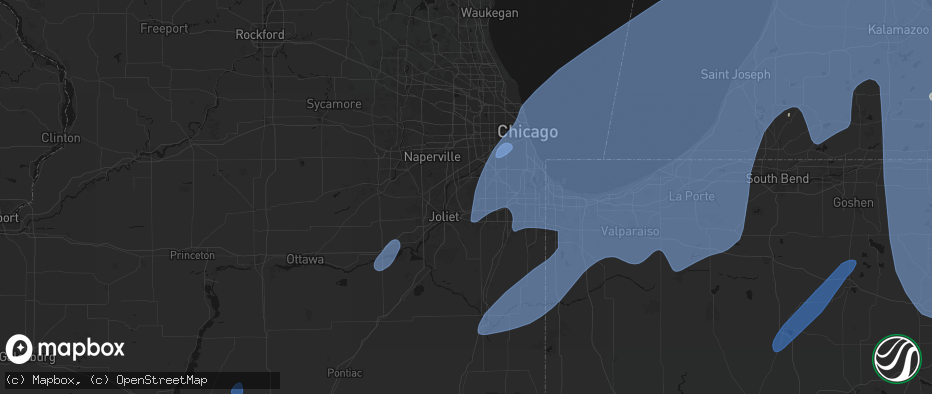 Hail map in Homer Glen, IL on May 18, 2026