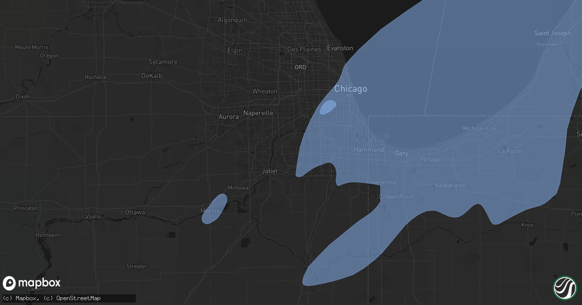 Hail map in Homer Glen, IL on May 18, 2026