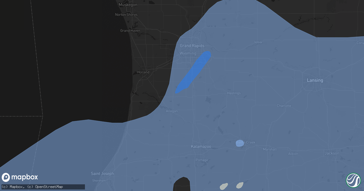 Hail map in Hopkins, MI on May 18, 2026