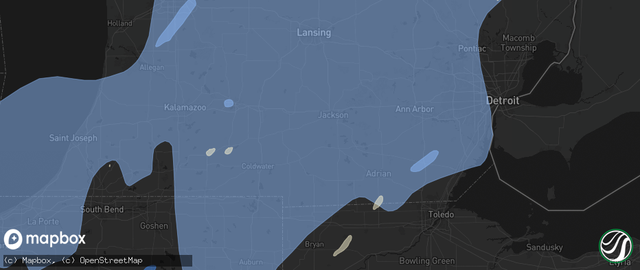 Hail map in Horton, MI on May 18, 2026