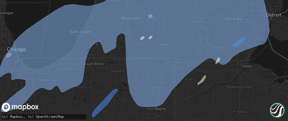 Hail map in Howe, IN on May 18, 2026