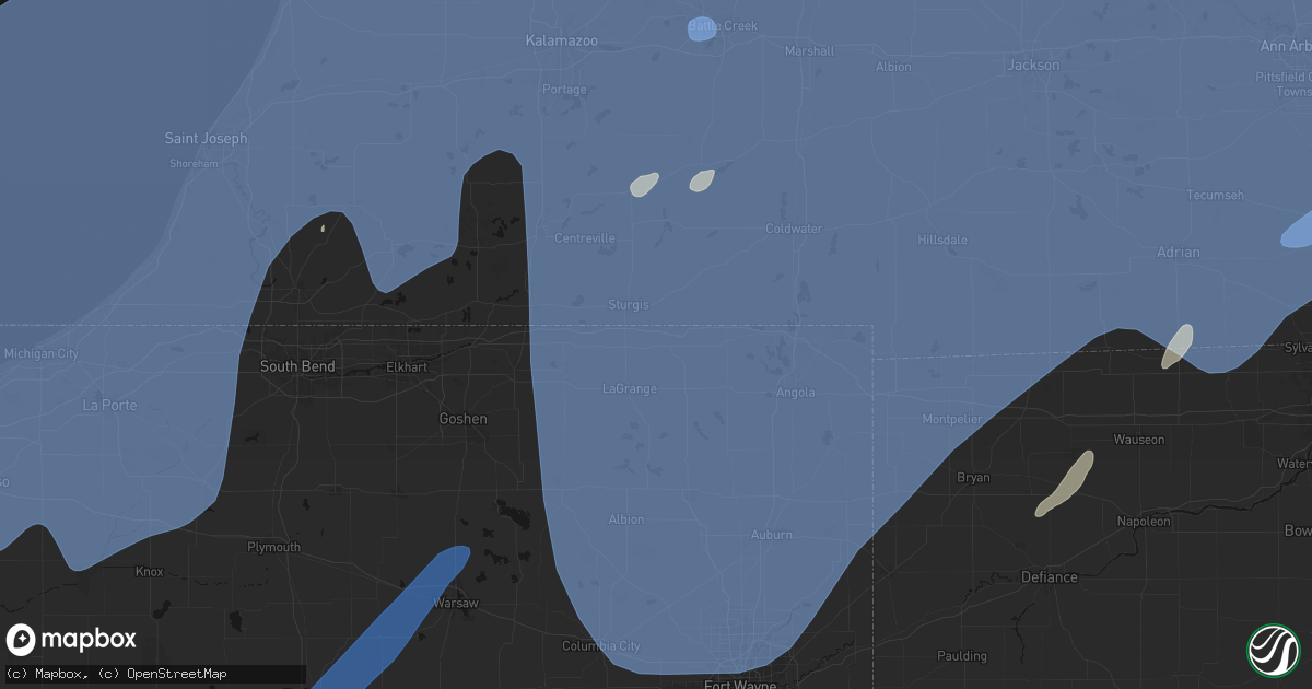 Hail map in Howe, IN on May 18, 2026