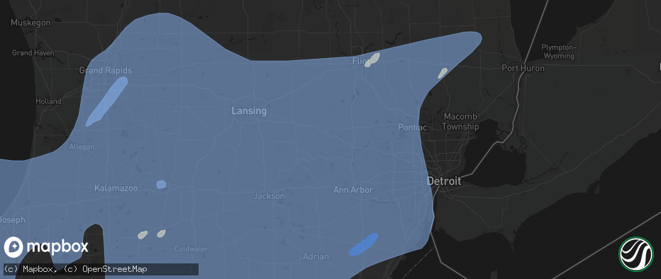 Hail map in Howell, MI on May 18, 2026