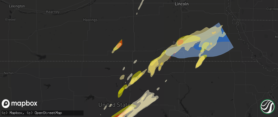 Hail map in Hubbell, NE on May 18, 2026