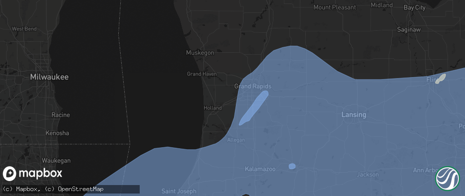 Hail map in Hudsonville, MI on May 18, 2026