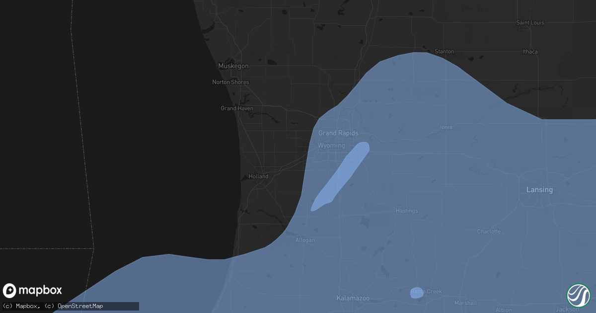 Hail map in Hudsonville, MI on May 18, 2026