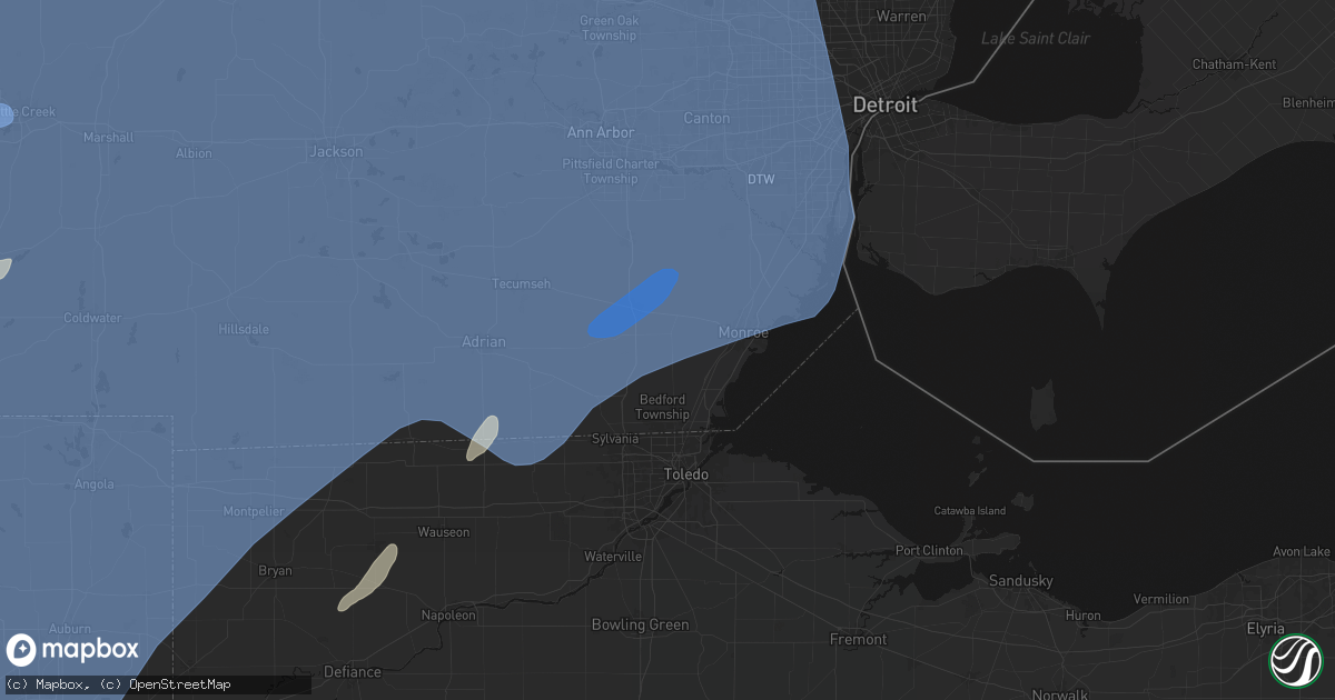 Hail map in Ida, MI on May 18, 2026