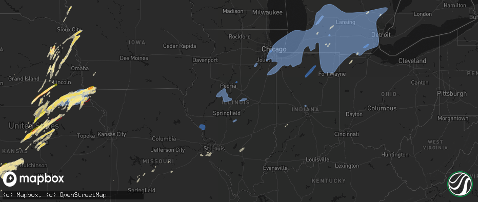 Hail map in Illinois on May 18, 2026