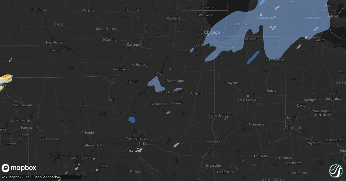 Hail map in Illinois on May 18, 2026