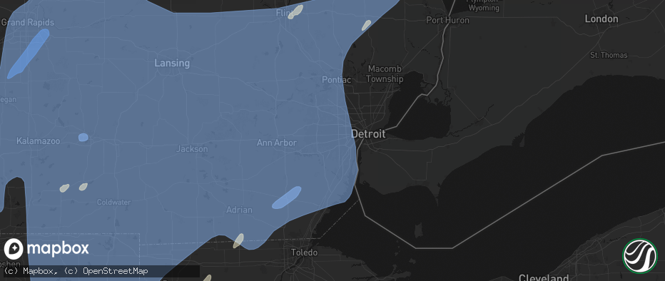 Hail map in Inkster, MI on May 18, 2026