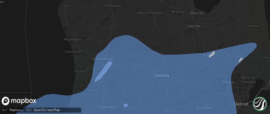 Hail map in Ionia, MI on May 18, 2026