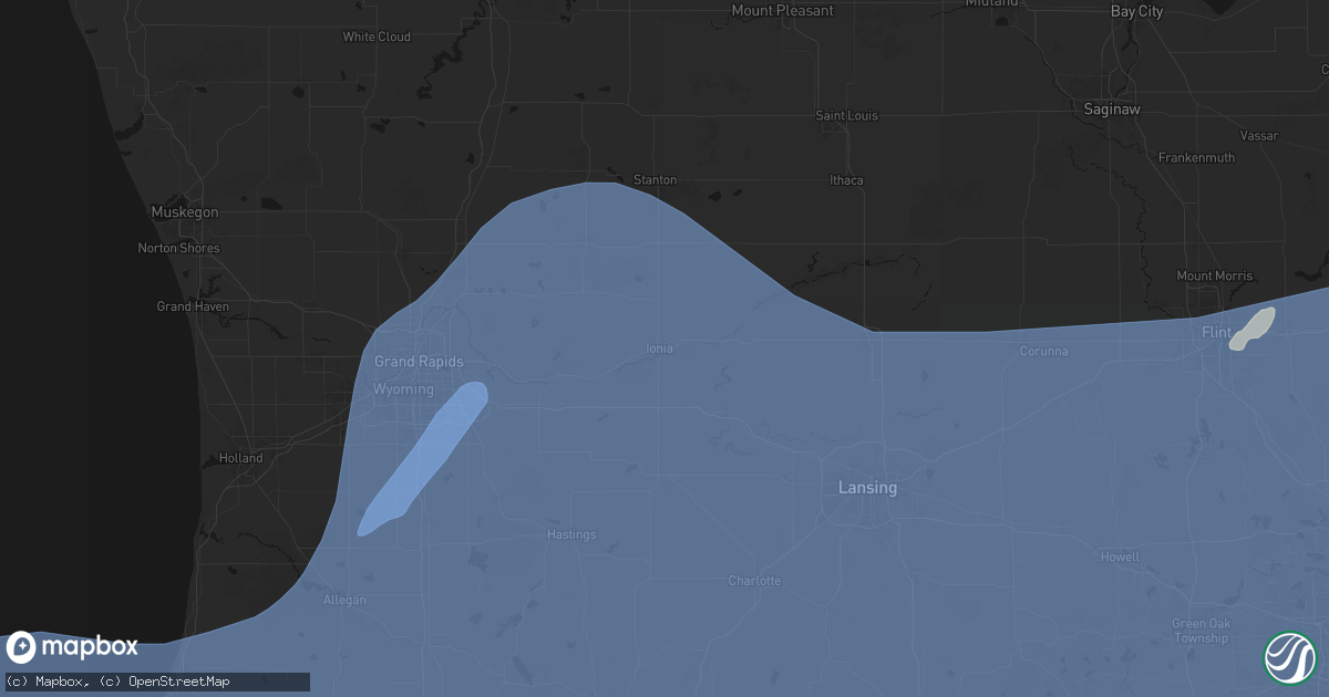 Hail map in Ionia, MI on May 18, 2026