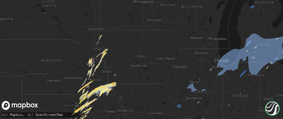 Hail map in Iowa on May 18, 2026