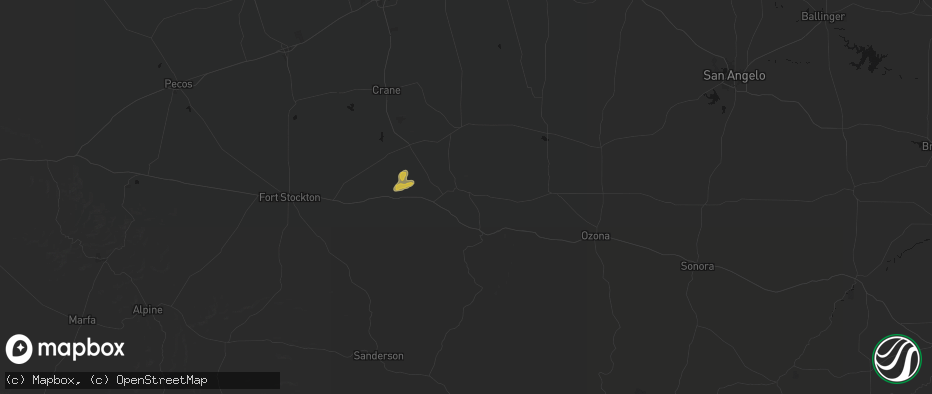 Hail map in Iraan, TX on May 18, 2026