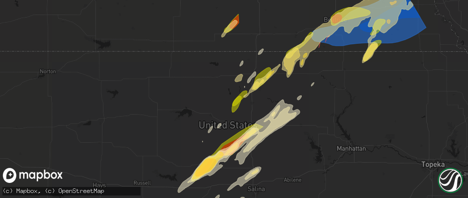 Hail map in Jamestown, KS on May 18, 2026