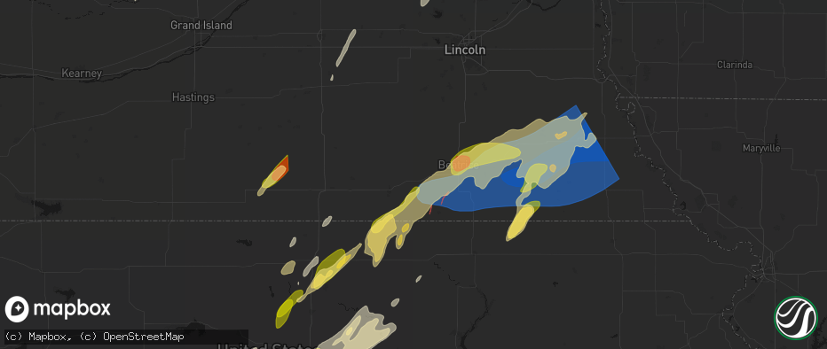 Hail map in Jansen, NE on May 18, 2026