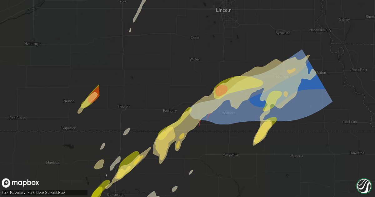 Hail map in Jansen, NE on May 18, 2026
