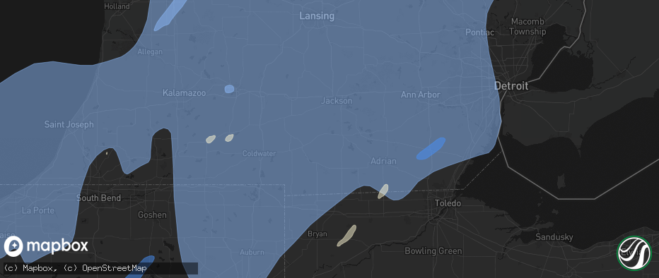 Hail map in Jerome, MI on May 18, 2026